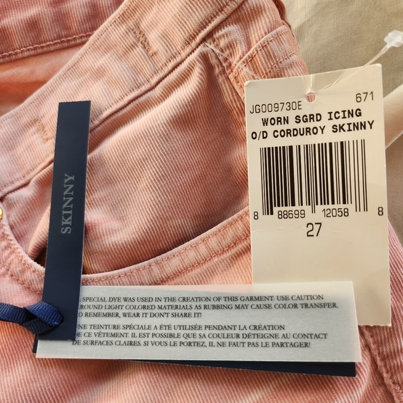 NWT Juicy Couture Women's Worn Skinny Pink Corduroy Pants Size 27 (US 4) - Picture 7 of 9